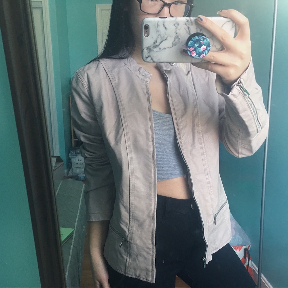 Express | Pink Faux Leather Moto Jacket